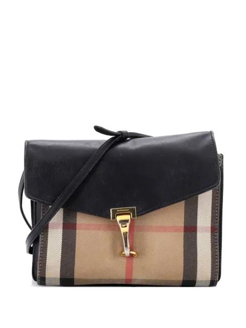 Macken Leather and House Check Canvas Small crossbody bag by BURBERRY 