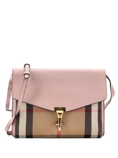 Macken Leather and House Check Canvas Small crossbody bag by BURBERRY 