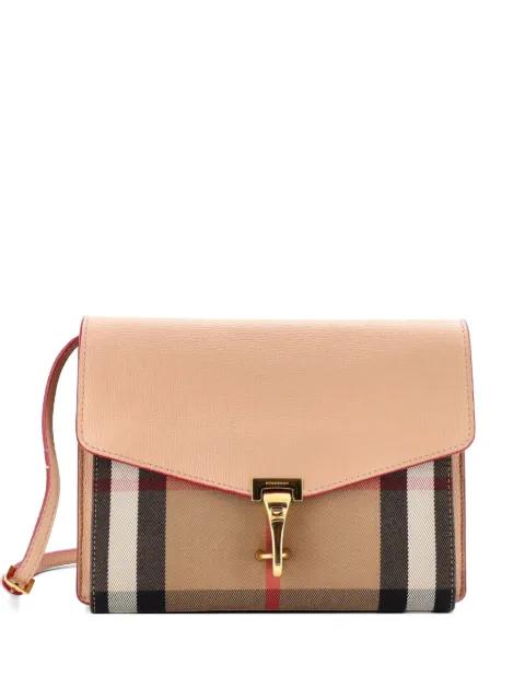 Macken Leather and House Check Canvas Small crossbody bag by BURBERRY 