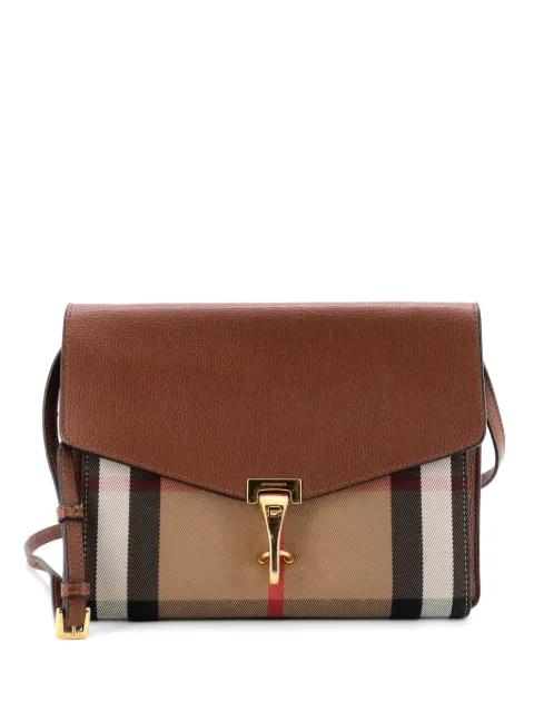 Macken Leather and House Check Canvas Small crossbody bag by BURBERRY 