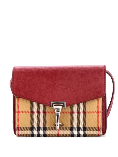 Macken Leather and Vintage Check Canvas Baby crossbody bag by BURBERRY 