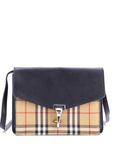 Macken Leather and Vintage Check Canvas Small crossbody bag by BURBERRY 