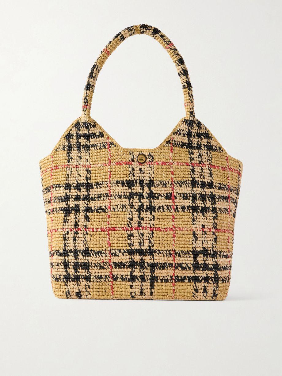 Margate checked woven raffia tote by BURBERRY