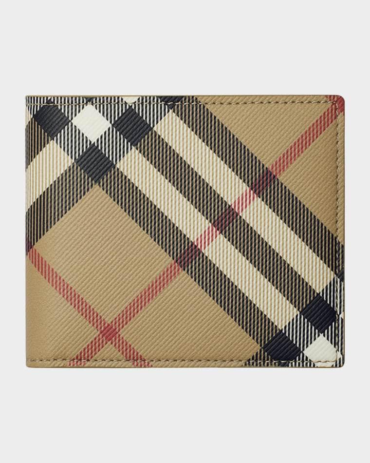 Men's Check Bifold Wallet by BURBERRY
