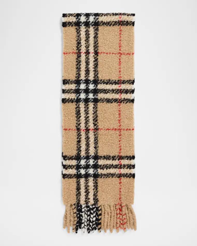Men's Check Cashmere Bouclé Scarf by BURBERRY