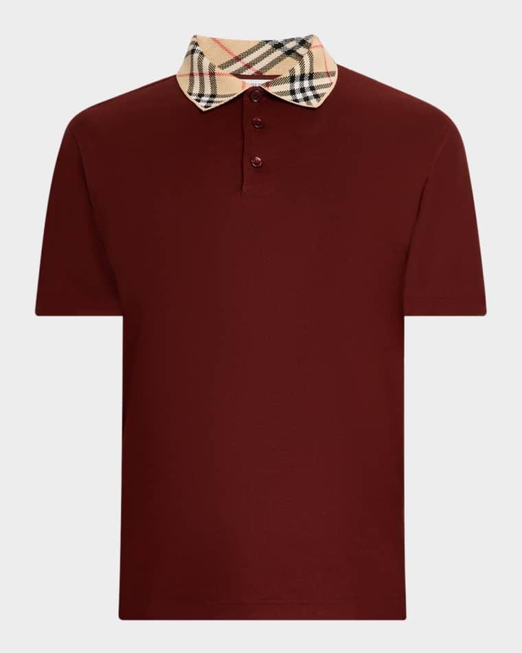 Men's Cotton Check-Collar Polo Shirt by BURBERRY