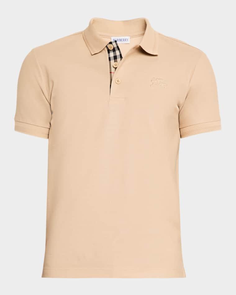 Men's Cotton Pique Check-Placket Polo Shirt by BURBERRY