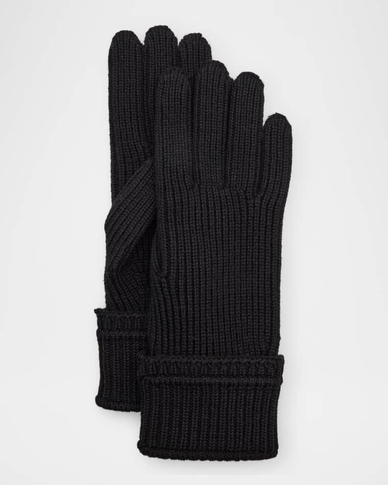 Men's Embroidered Logo Patch Wool-Blend Knit Gloves by BURBERRY