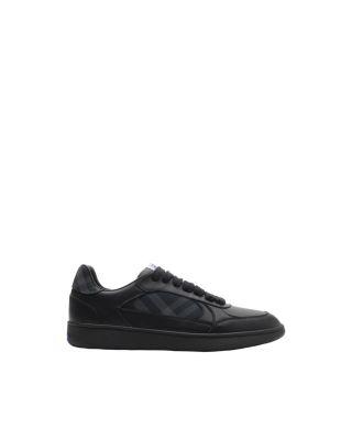 Men's Leather and Check Terrace Sneakers by BURBERRY