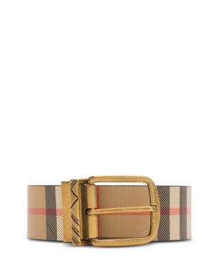 Men's Reversible Check Pin Buckle Belt by BURBERRY