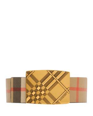 Men's Reversible Engraved Check Belt by BURBERRY