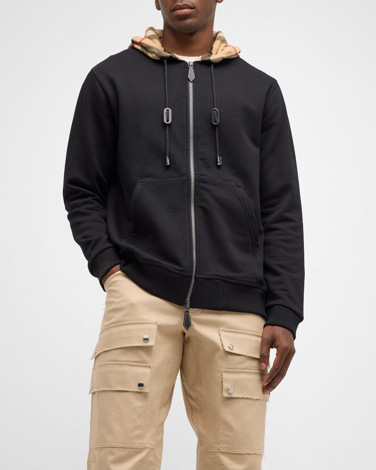 Men's Samuel Full-Zip Check Hoodie by BURBERRY