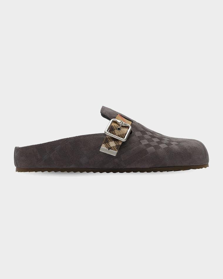 Men's Urchin Check Suede Clogs by BURBERRY