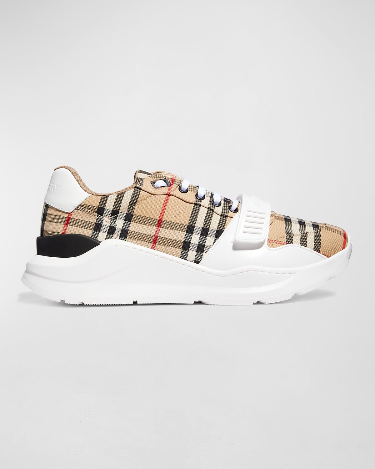 Men's Vintage Check Canvas Low-Top Sneakers by BURBERRY