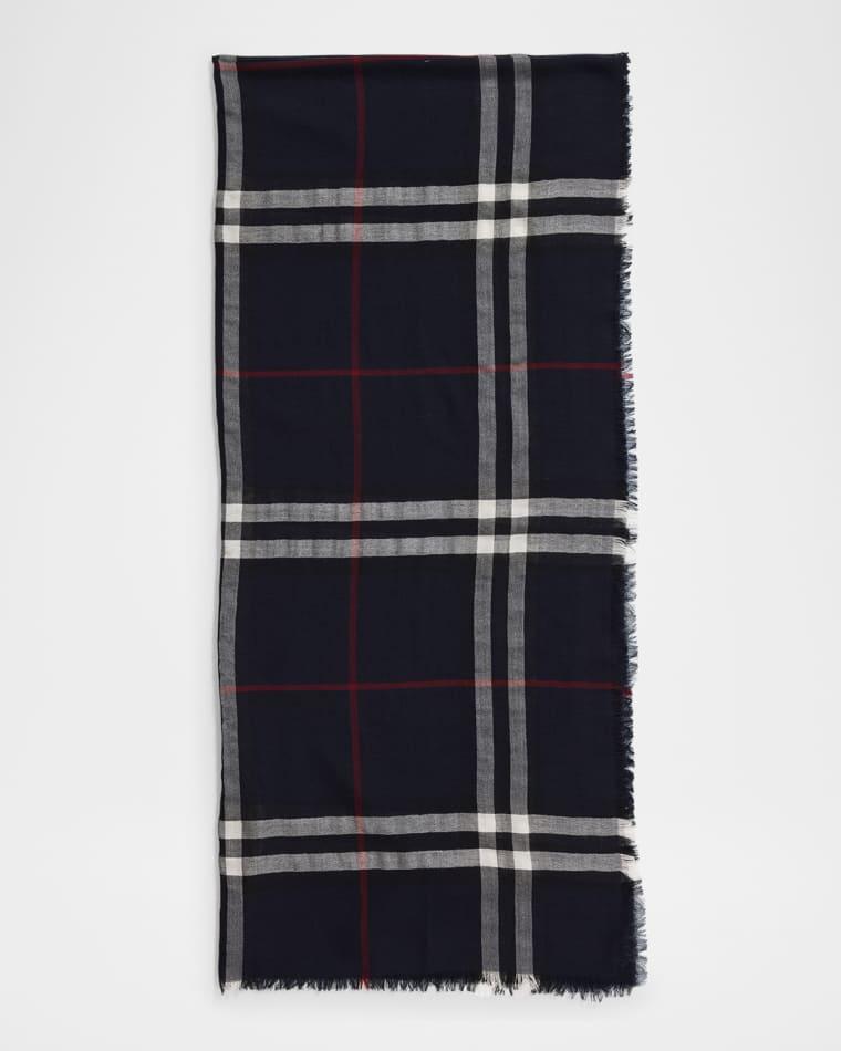 Men's Wool Large Check Scarf by BURBERRY