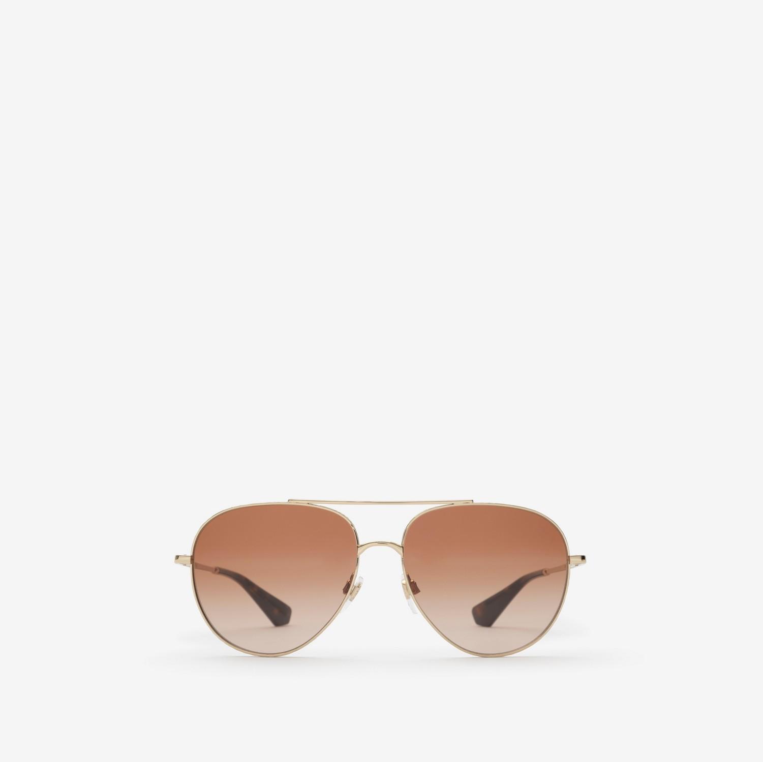 Metal Check Aviator Sunglasses by BURBERRY
