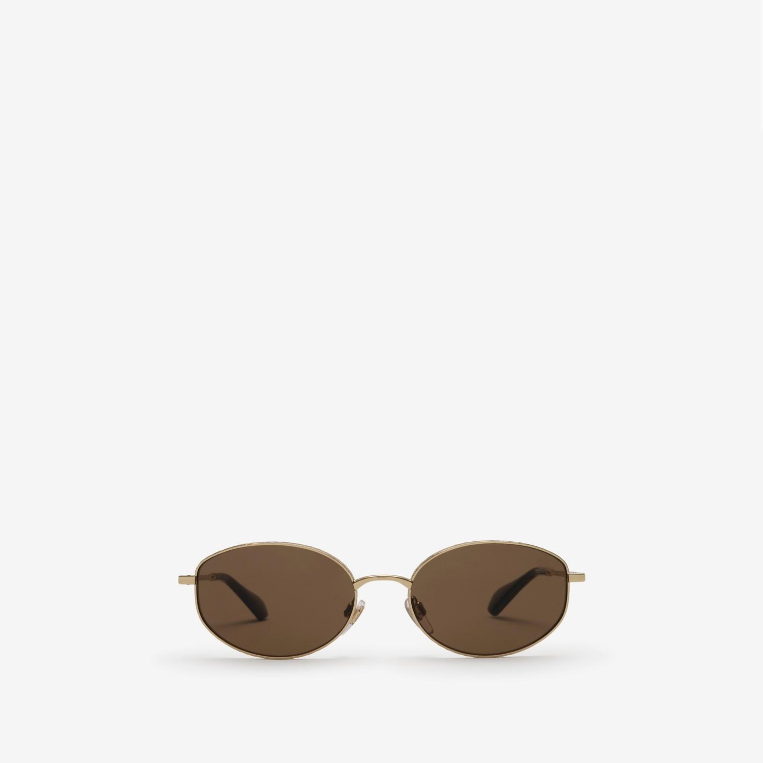 Metal Check Oval Sunglasses by BURBERRY