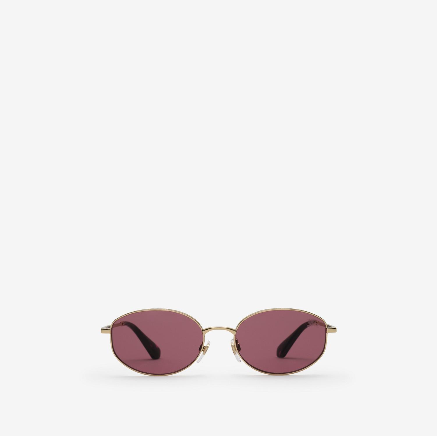 Metal Check Oval Sunglasses by BURBERRY