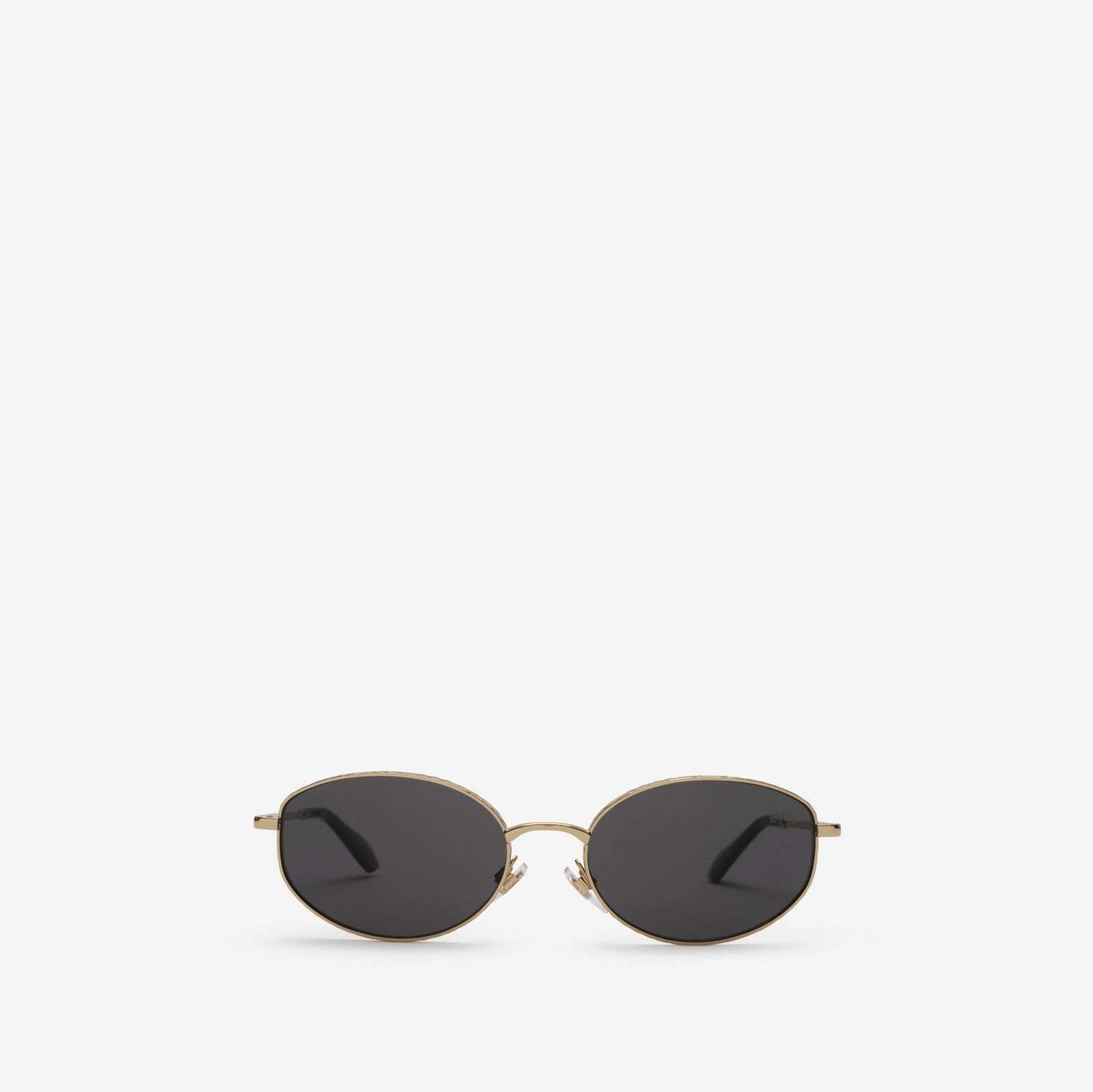 Metal Check Oval Sunglasses by BURBERRY