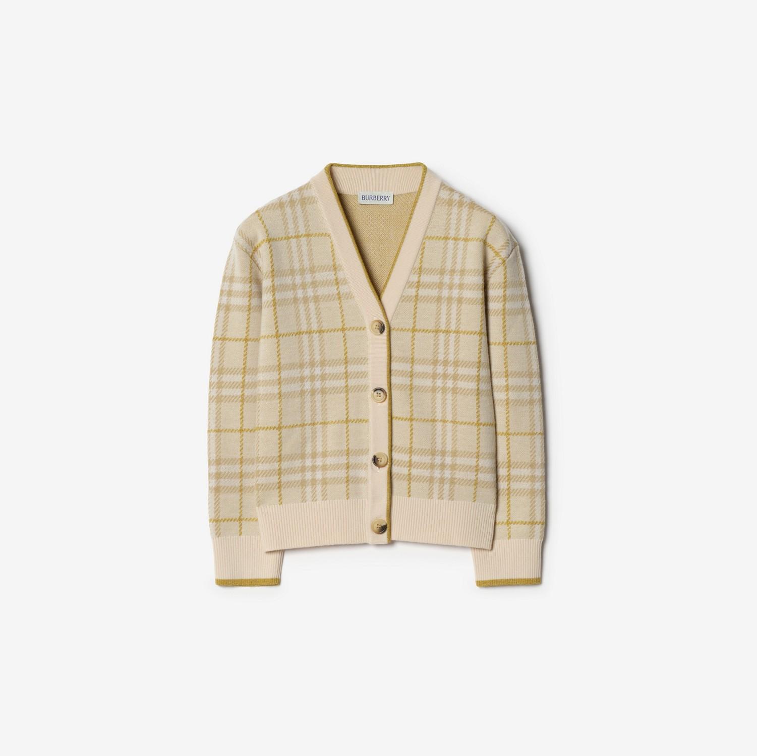 Metallic Check Wool Blend Cardigan by BURBERRY