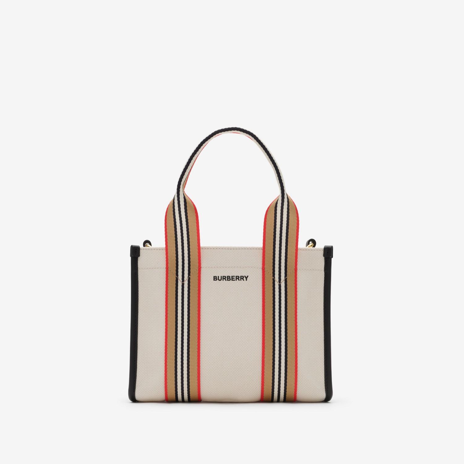 Mini Icon Stripe Trim Canvas Tote by BURBERRY