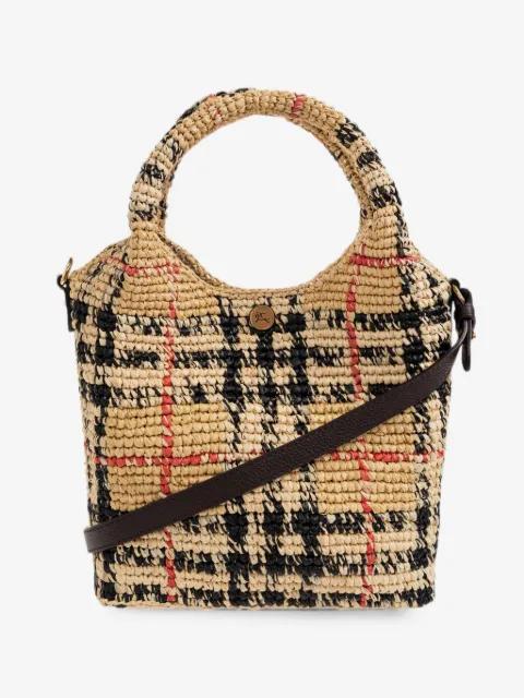 Mini Margate check raffia tote bag by BURBERRY
