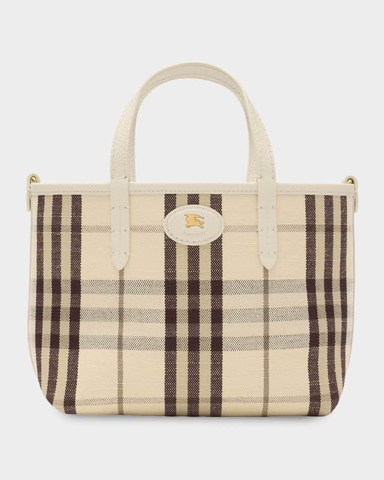 Mini Reversible Check & Leather Tote Bag by BURBERRY