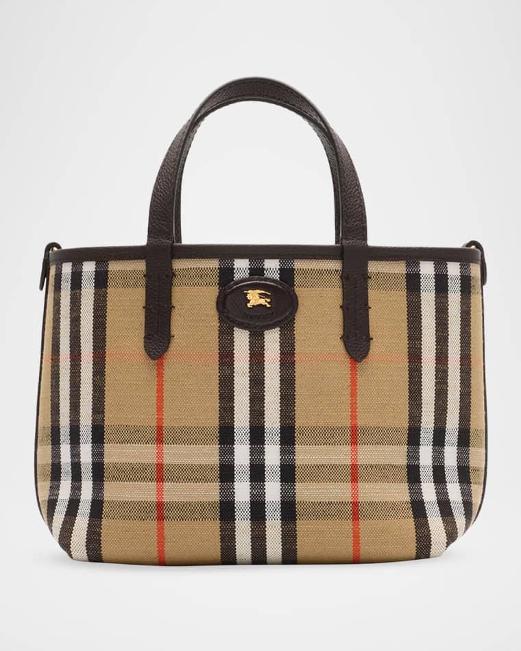 Mini Reversible Check & Leather Tote Bag by BURBERRY