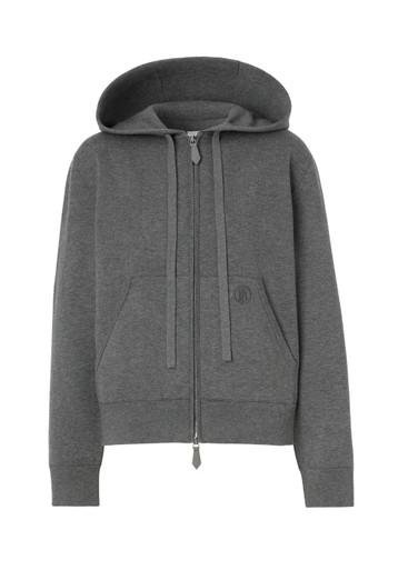 Monogram motif cashmere cotton blend zip hoodie by BURBERRY