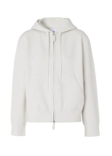 Monogram motif cashmere cotton blend zip hoodie by BURBERRY