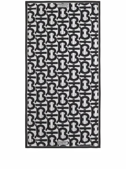 Monogram-pattern jacquard cotton bath towel by BURBERRY