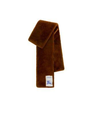 Narrow Check Shearling Scarf by BURBERRY
