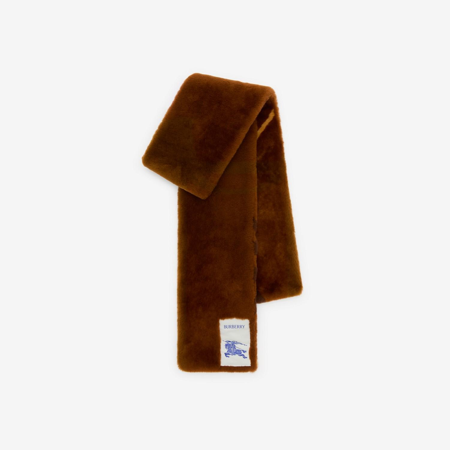 Narrow Check Shearling Scarf by BURBERRY