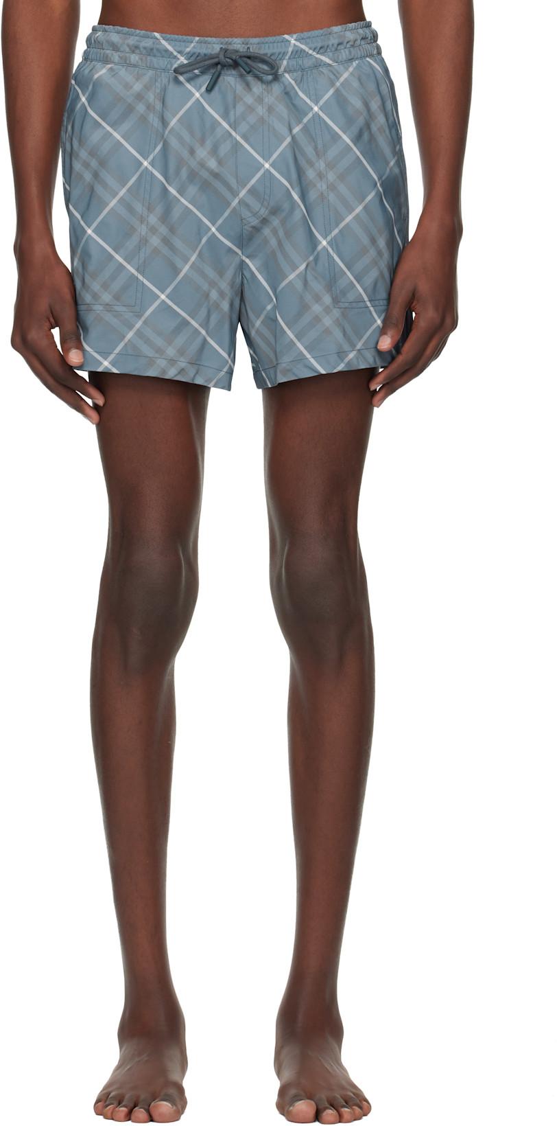 Navy Check Swim Shorts by BURBERRY