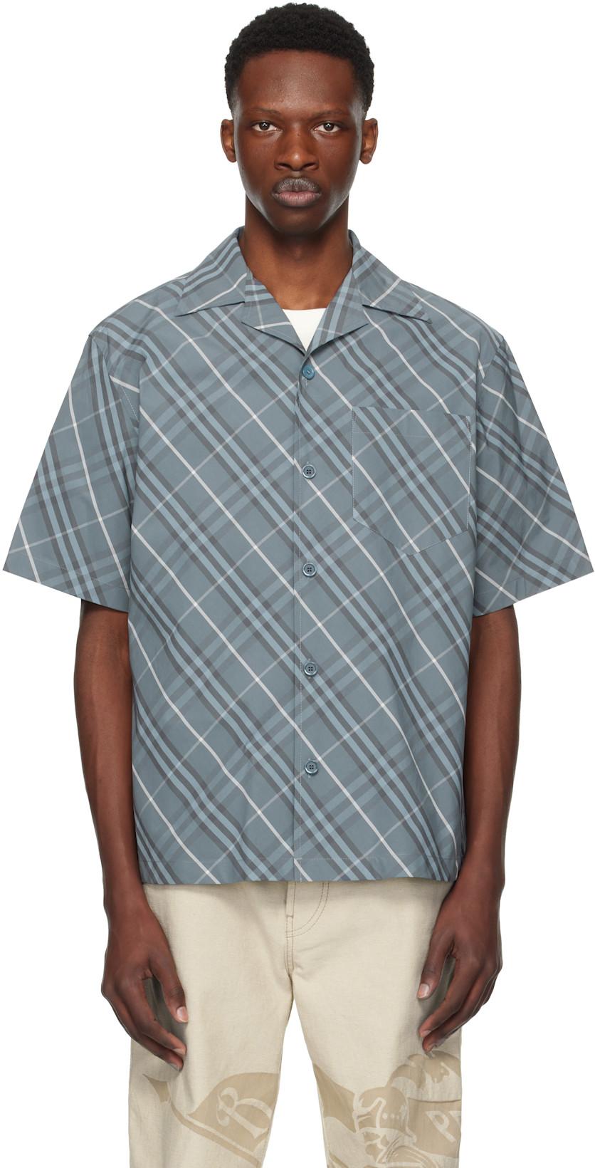Navy Relaxed Fit Check Cotton Shirt by BURBERRY