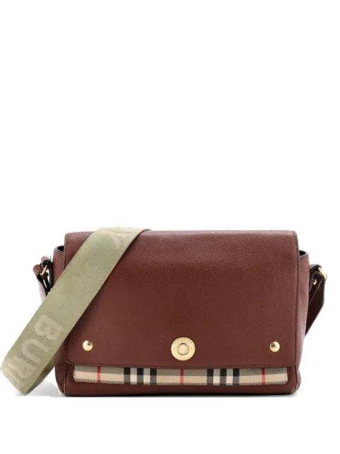 Note Leather with Vintage Check Canvas Medium crossbody bag by BURBERRY 