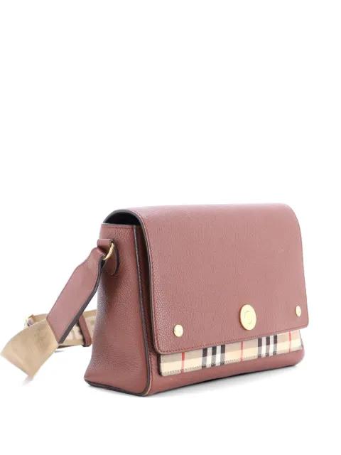 Note Leather with Vintage Check Canvas Medium crossbody bag by BURBERRY 