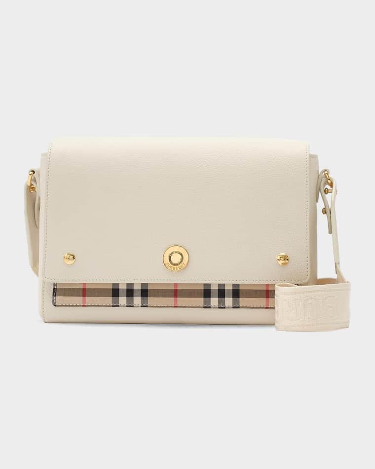Note Medium Leather and Check Crossbody Bag by BURBERRY