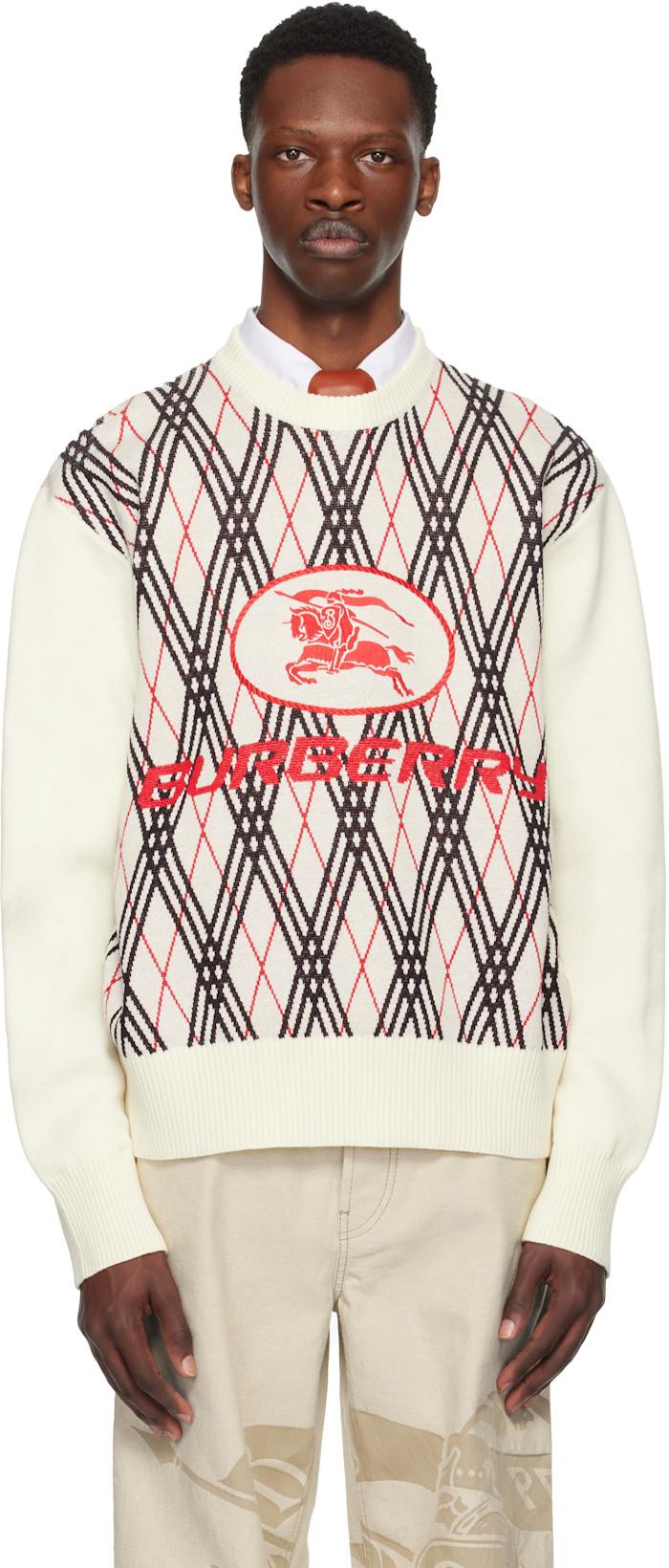 Off-White Argyle Check Wool Blend Sweater by BURBERRY