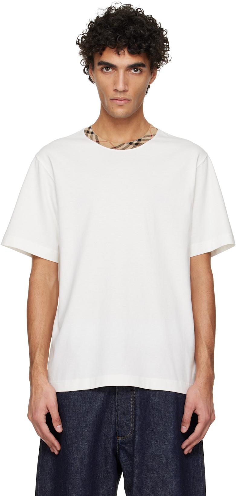 Off-White Check Trim Cotton T-shirt by BURBERRY