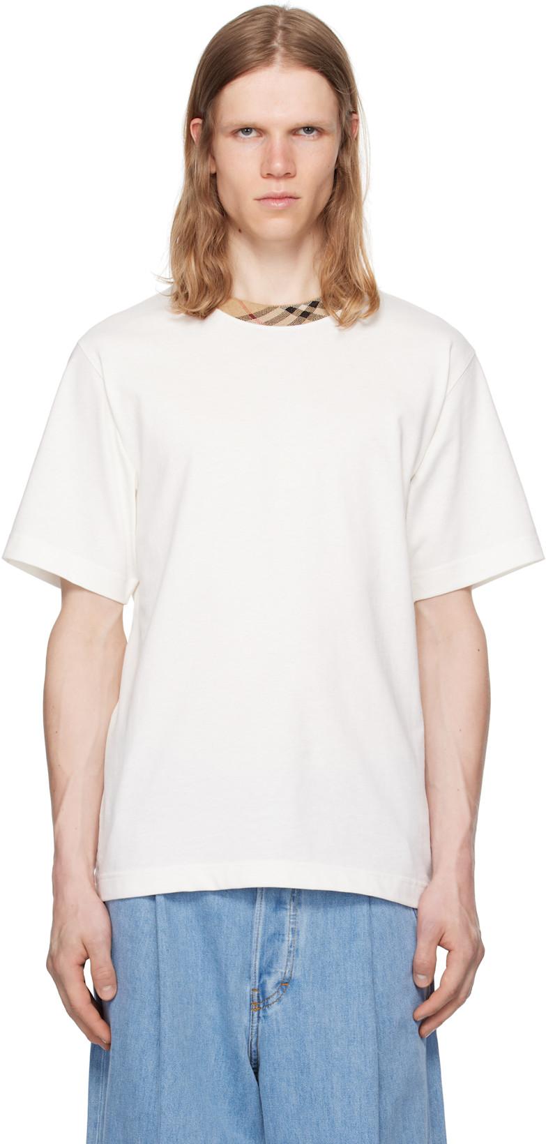 Off-White Check Trim Cotton T-shirt by BURBERRY