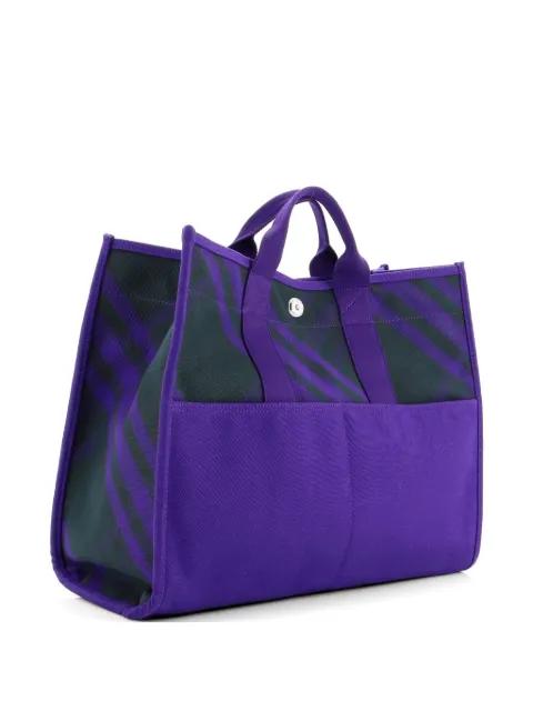 Open Shopper Check Canvas Large tote bag by BURBERRY 