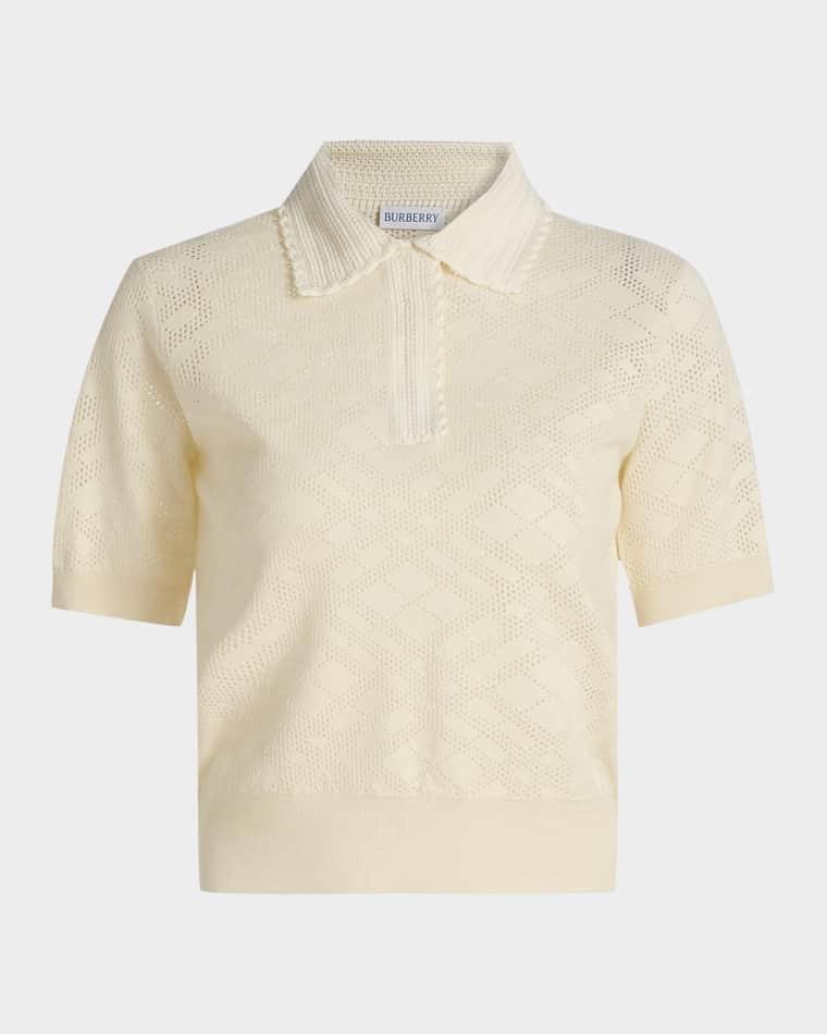 Petra Check-Knit Wool-Silk Polo Shirt by BURBERRY