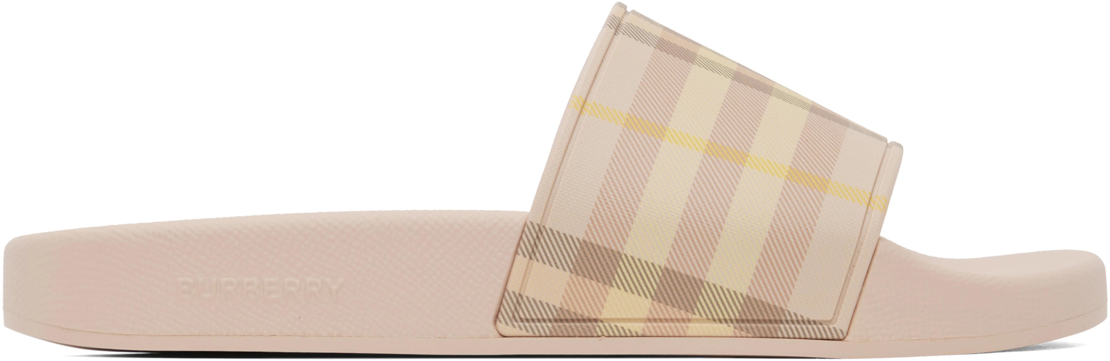 Pink Check Pool Slides by BURBERRY