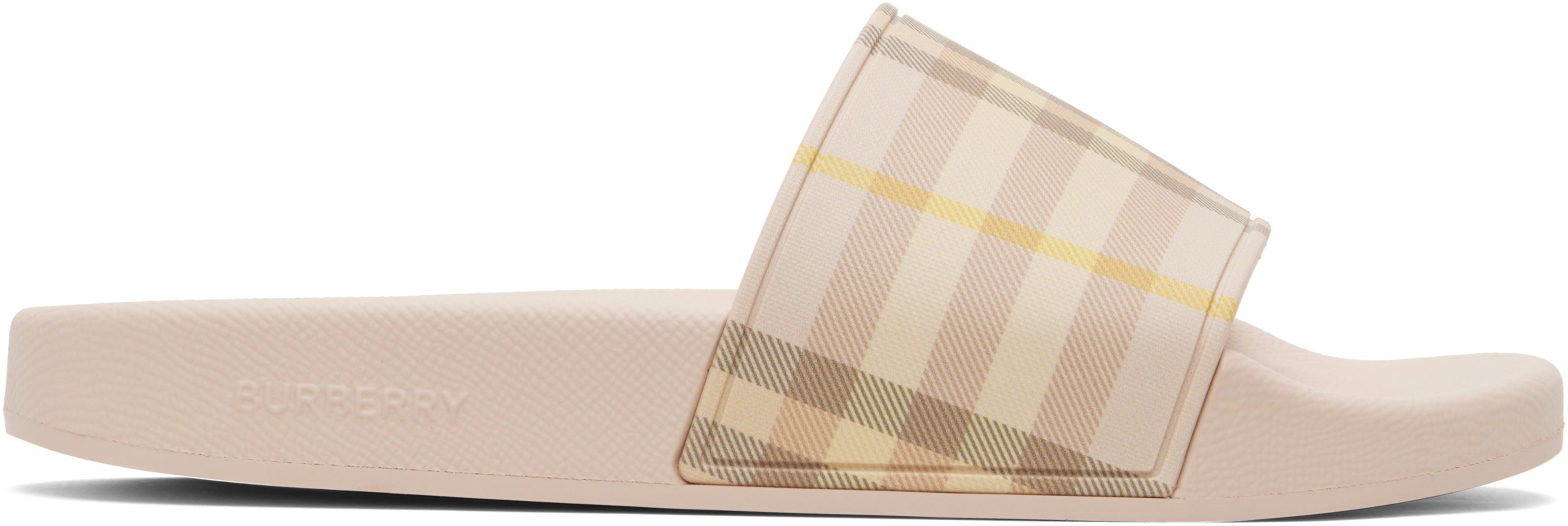 Pink Check Slides by BURBERRY