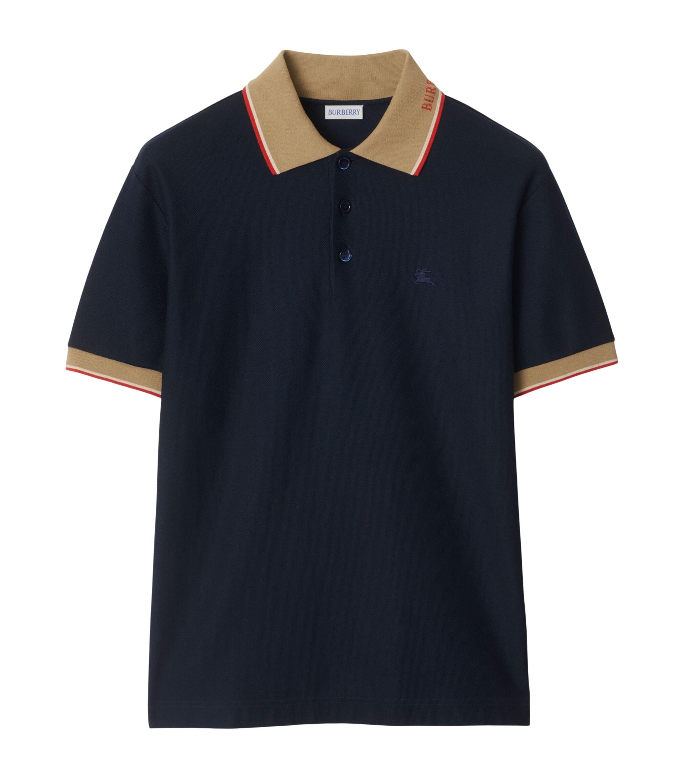 Piqué Cotton Logo Collar Polo Shirt by BURBERRY