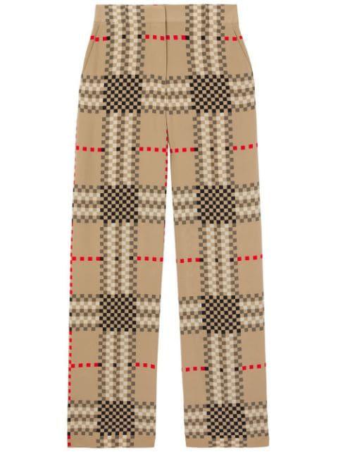 Pixel Check wide-leg trousers by BURBERRY