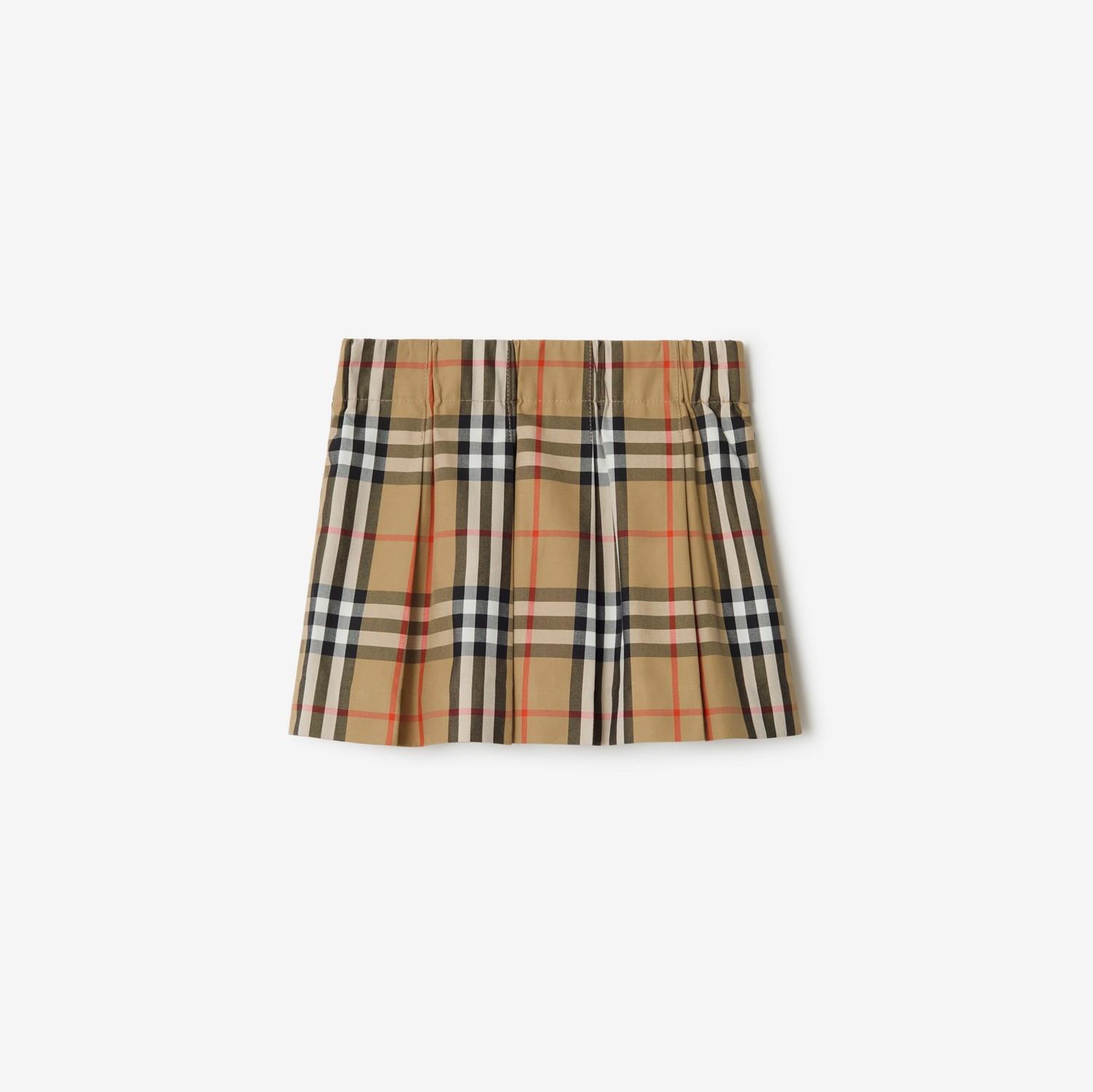 Pleated Check Cotton Skirt by BURBERRY