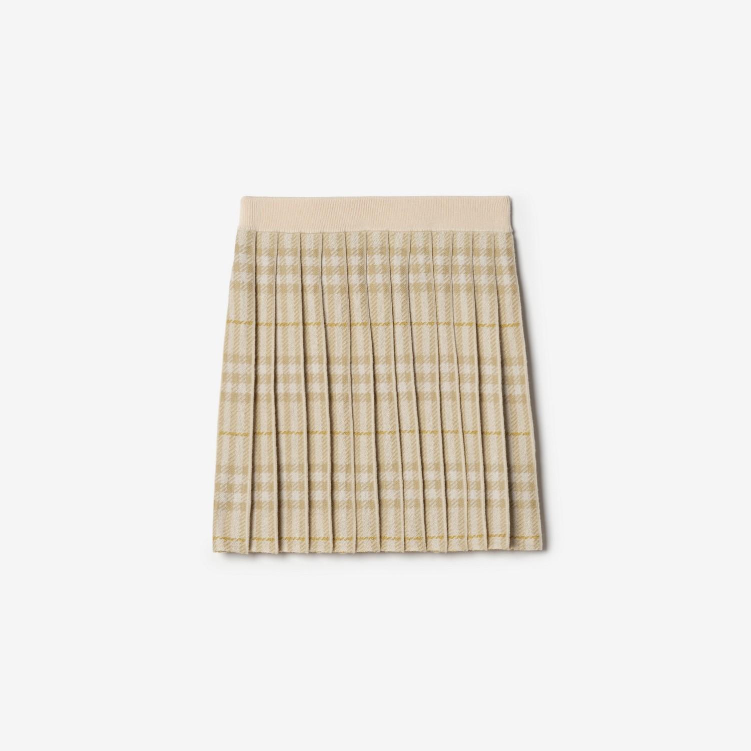 Pleated Check Wool Blend Skirt by BURBERRY