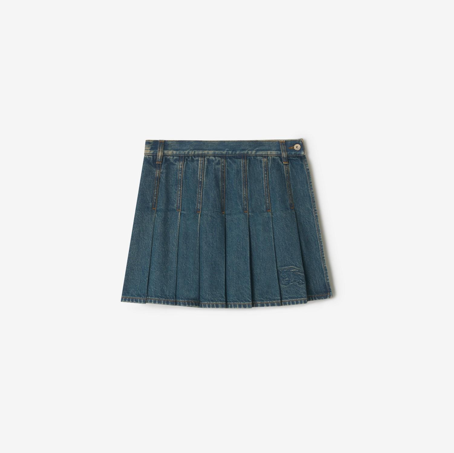 Pleated Denim Mini Skirt by BURBERRY